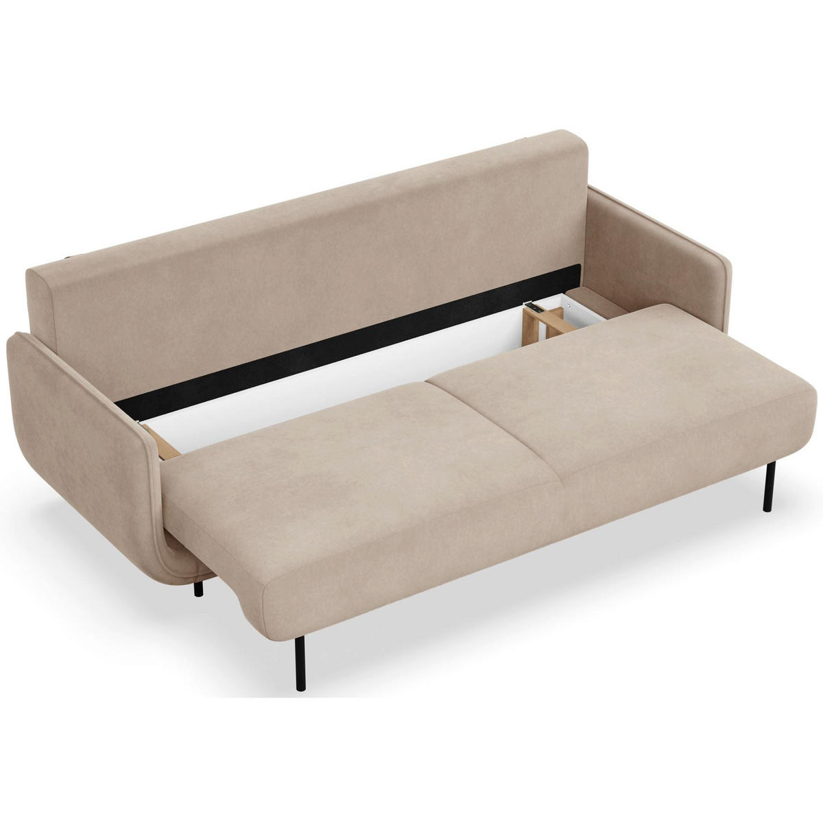 SCHLAFSOFA Ovals Beige - Beige/Schwarz, Textil/Metall (236/95/96cm) - Selsey