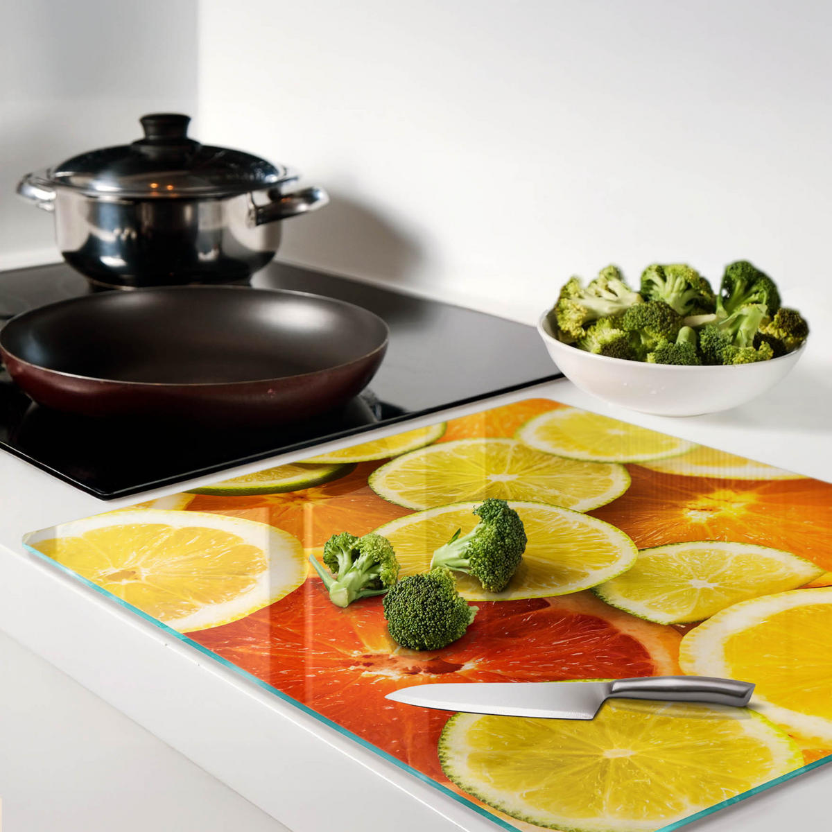 GLASPLATTE 60x52 cm Zitrusfrüchte - Orange, Glas (60/0.4/52cm) - TULUP