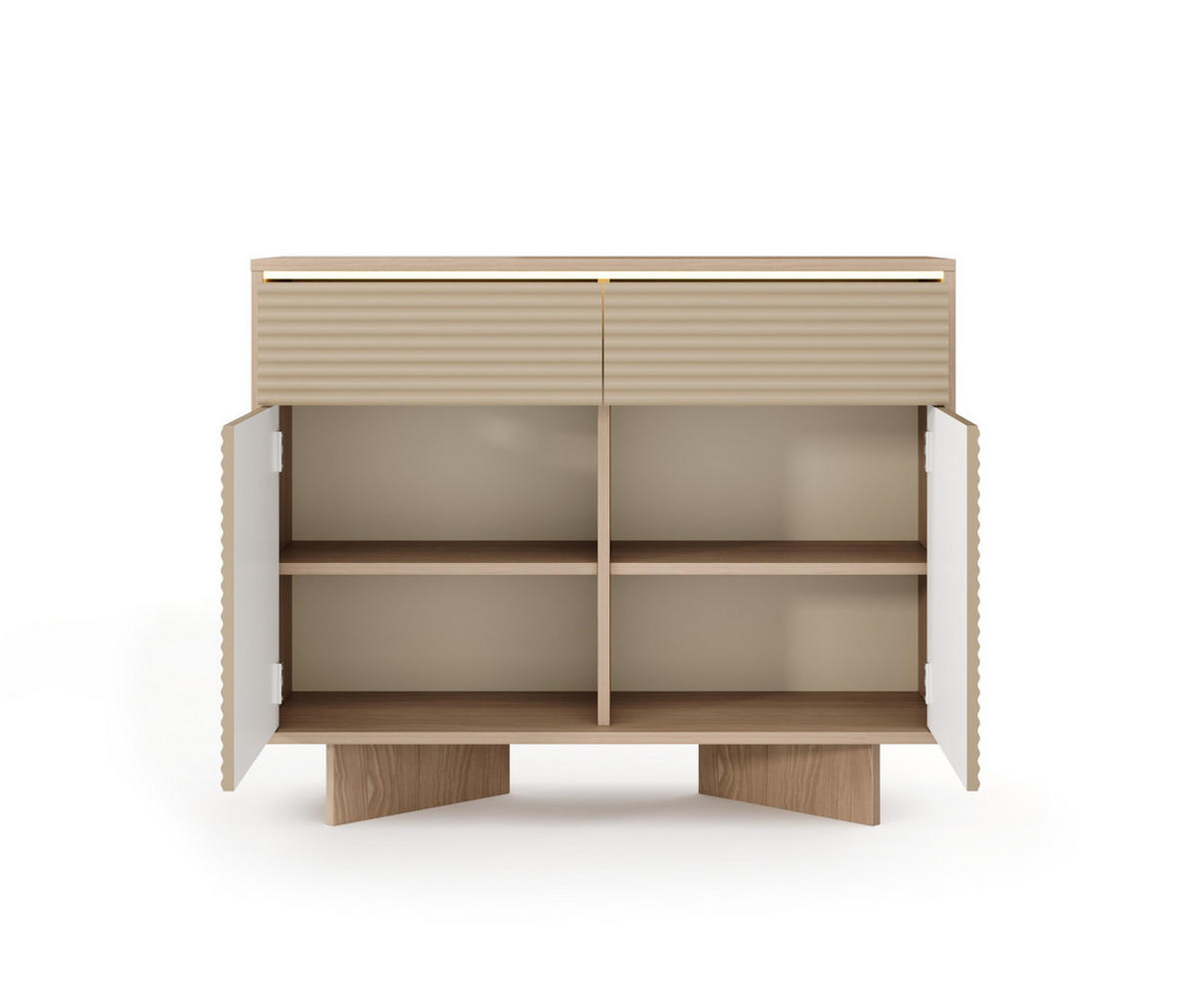 KOMMODE RIGATO 103,9/84,4/40cm mit 2 Schubladen 2 Türen Beige - Beige, Holzwerkstoff (103.9/84.4/40cm) - MASSENO