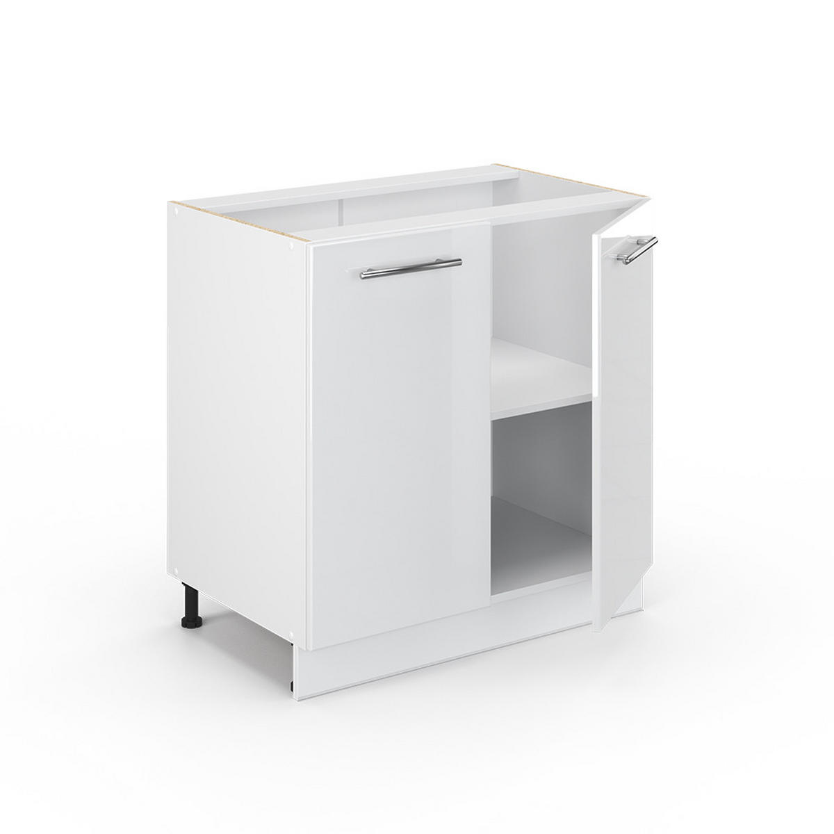 SPÜLENUNTERSCHRANK Fame-Line Weiß Hochglanz 80 cm mit Regal, ohne AP - Weiß Hochglanz/Weiß, Holzwerkstoff (80/82/51.6cm) - Vicco
