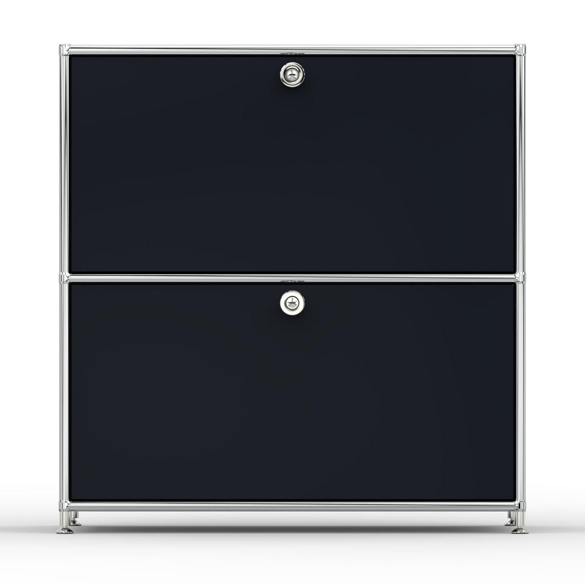 AKTENSCHRANK, 2 Klappen & Schloss, Breite 77 cm, Graphitschwarz - Chromfarben/Silberfarben, Metall (40/80.5/77.2cm) - Versee