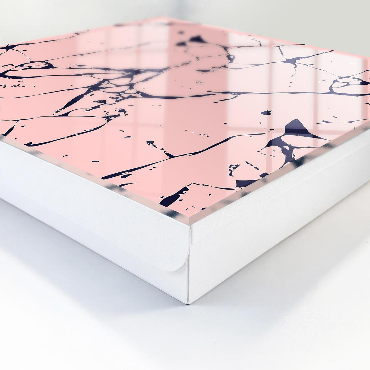 SCHLÜSSELBOX Weiß 30x30 cm – Türöffnung nach rechts - Marmormosaik - Pink, Metall (30/30/5cm) - TULUP