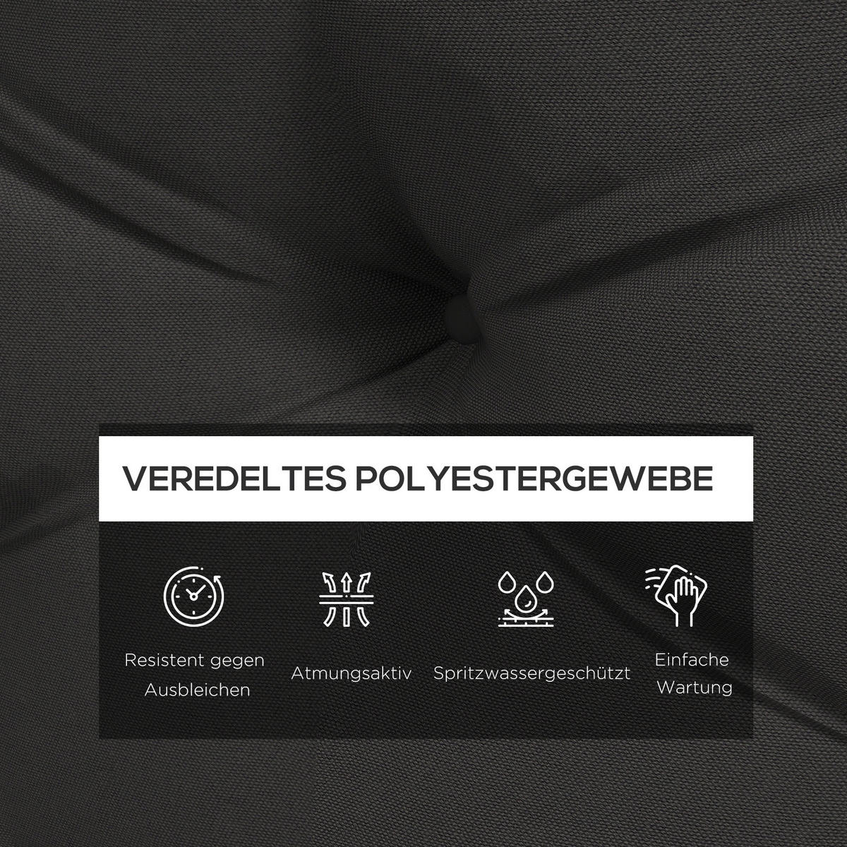 SITZKISSEN, Polyester, Dunkelgrau - Dunkelgrau, Kunststoff (80/12/120cm) - Outsunny