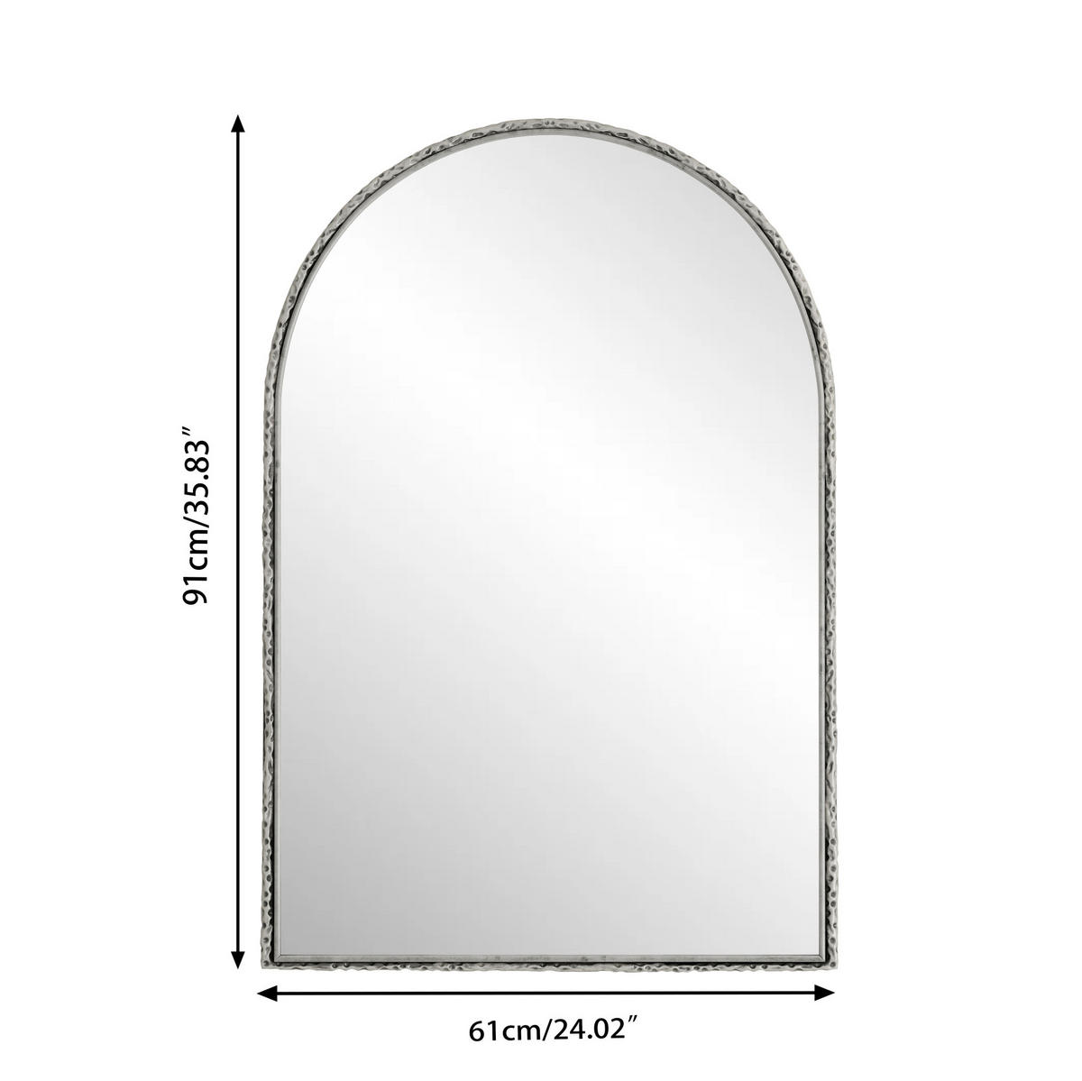 WANDSPIEGEL 61/2,5/91 cm silber aus Glas und Eisen mit Bogenform - Silberfarben, Glas (2.5/91/61cm) - OKWISH