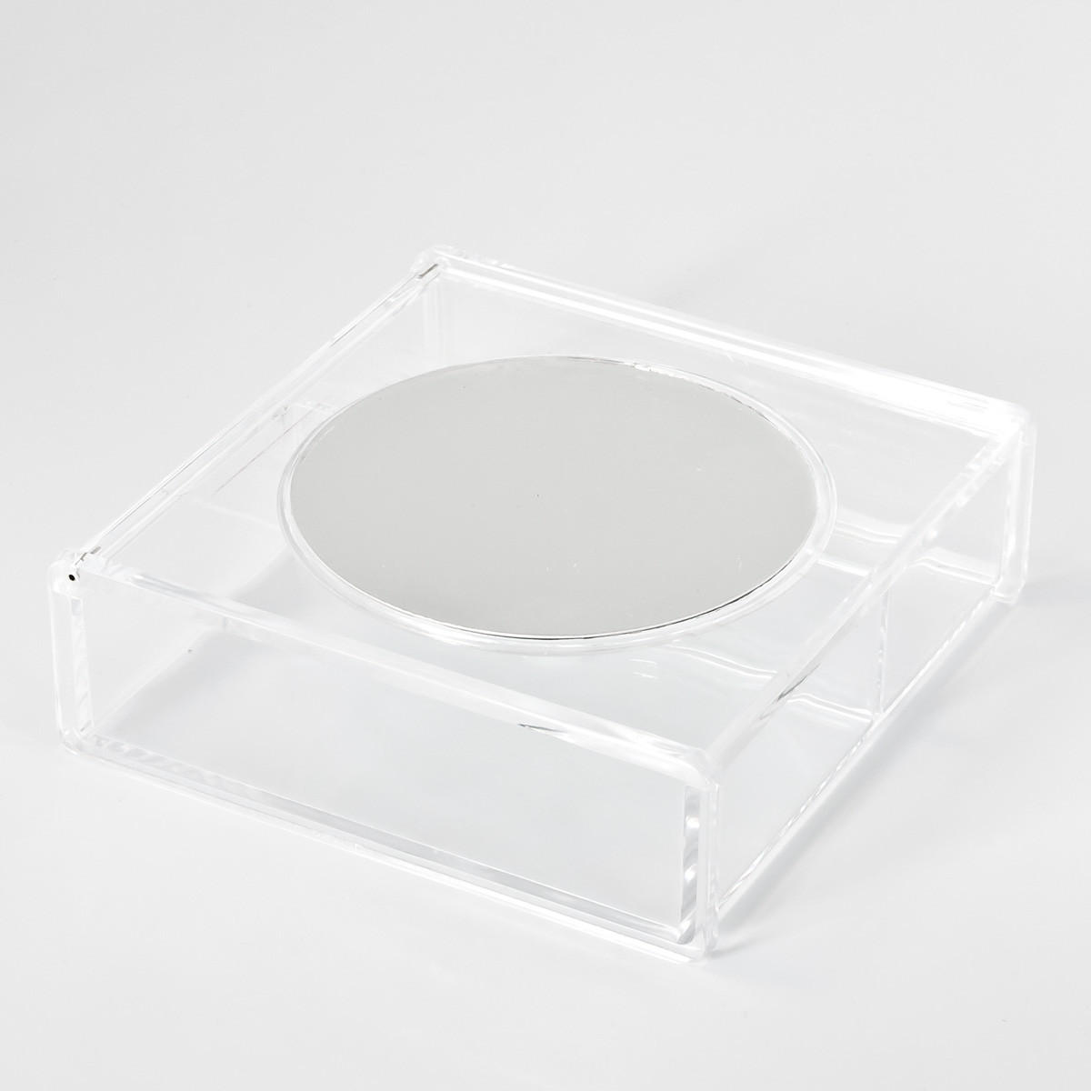 KOSMETIKORGANIZER, mit 2 Fächern, Spiegel im Deckel - Transparent, Kunststoff (15/15/5cm) - bremermann