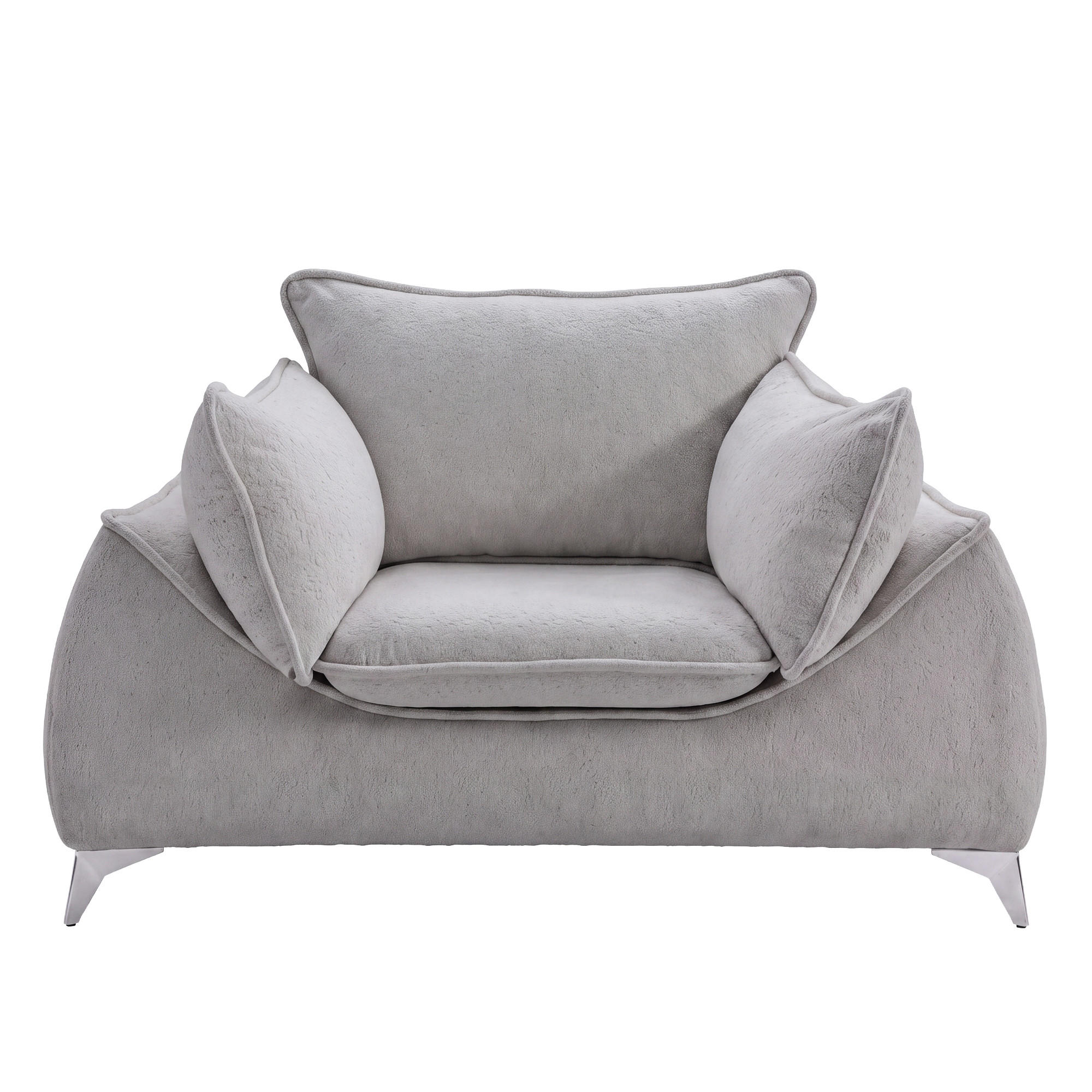 SESSEL MELANI Velours Grau - Chromfarben/Grau, Holz/Textil (140/90/85cm) - Muffo