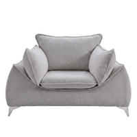 SESSEL MELANI Velours Grau - Chromfarben/Grau, Holz/Textil (140/90/85cm) - Muffo