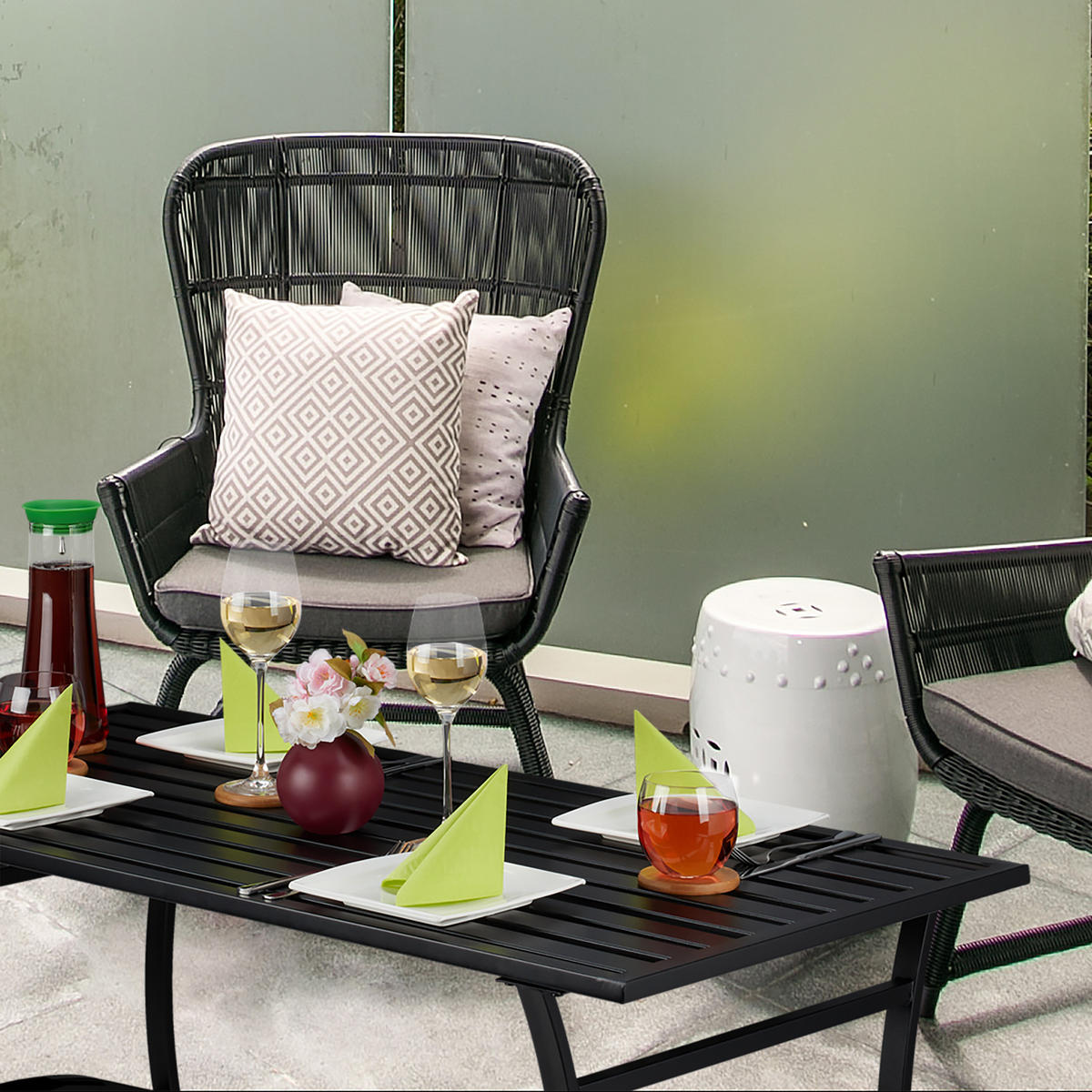 GARTENTISCH - Schwarz, Metall (60/120/55.5cm) - Relaxdays