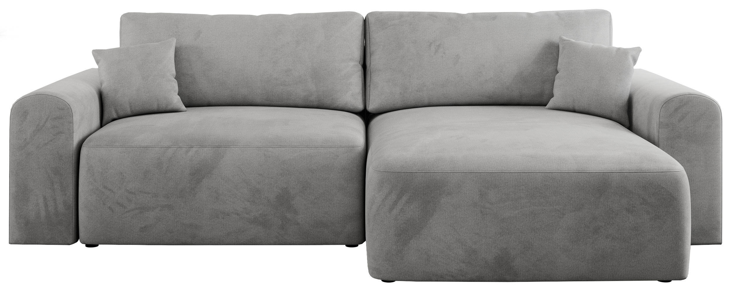 ECKSOFA NELSON Hellgrau Velvet - Hellgrau/Schwarz, Kunststoff/Textil (274/152cm) - MKS