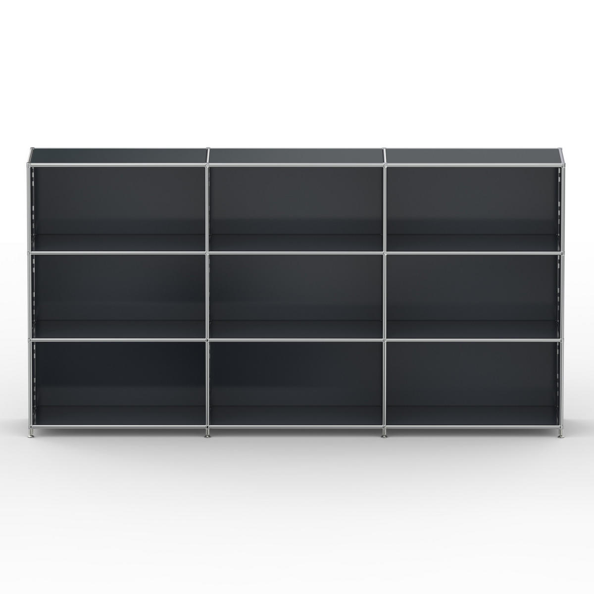 AKTENSCHRANK Büro, 9 offene Fächer, Breite 227 cm, Anthrazitgrau - Chromfarben/Grau, Metall (40/118/227.2cm) - Versee