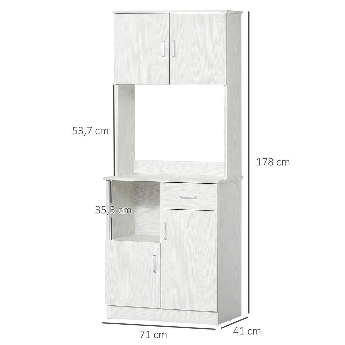 BUFFET DE-10995 4 Türen Weiß - Weiß, Holzwerkstoff (41/178/71cm) - ComfortXL