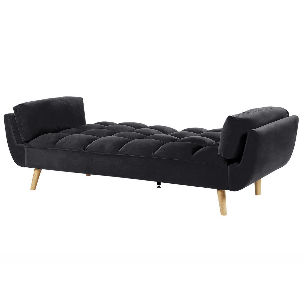 3-SITZER-SCHLAFSOFA Samtstoff Schwarz Asby - Schwarz, Textil (218/82/83cm) - Beliani