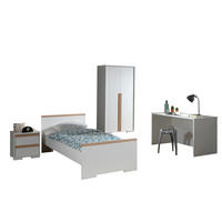 KINDERZIMMER komplett Set 4-tlg. Kariotta 5 Weiß Griffe Massivholz - Buchefarben/Weiß, Holzwerkstoff (492/1/258cm) - 58aufmkessel