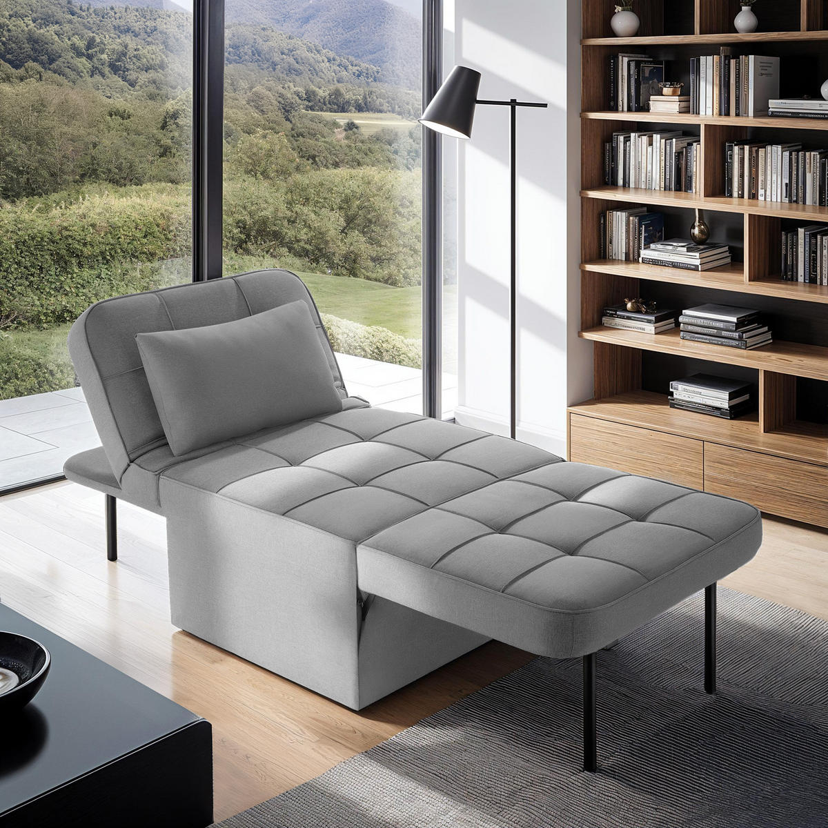 SCHLAFHOCKER Ponto,Belastbarkeit 150 kg ,grau - Grau, Textil (74/79/170cm) - tectake