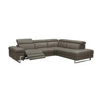 ECKSOFA Opera Echtleder mit 1 x Relaxfunktion Greige - Greige, Leder/Metall (269/218cm)