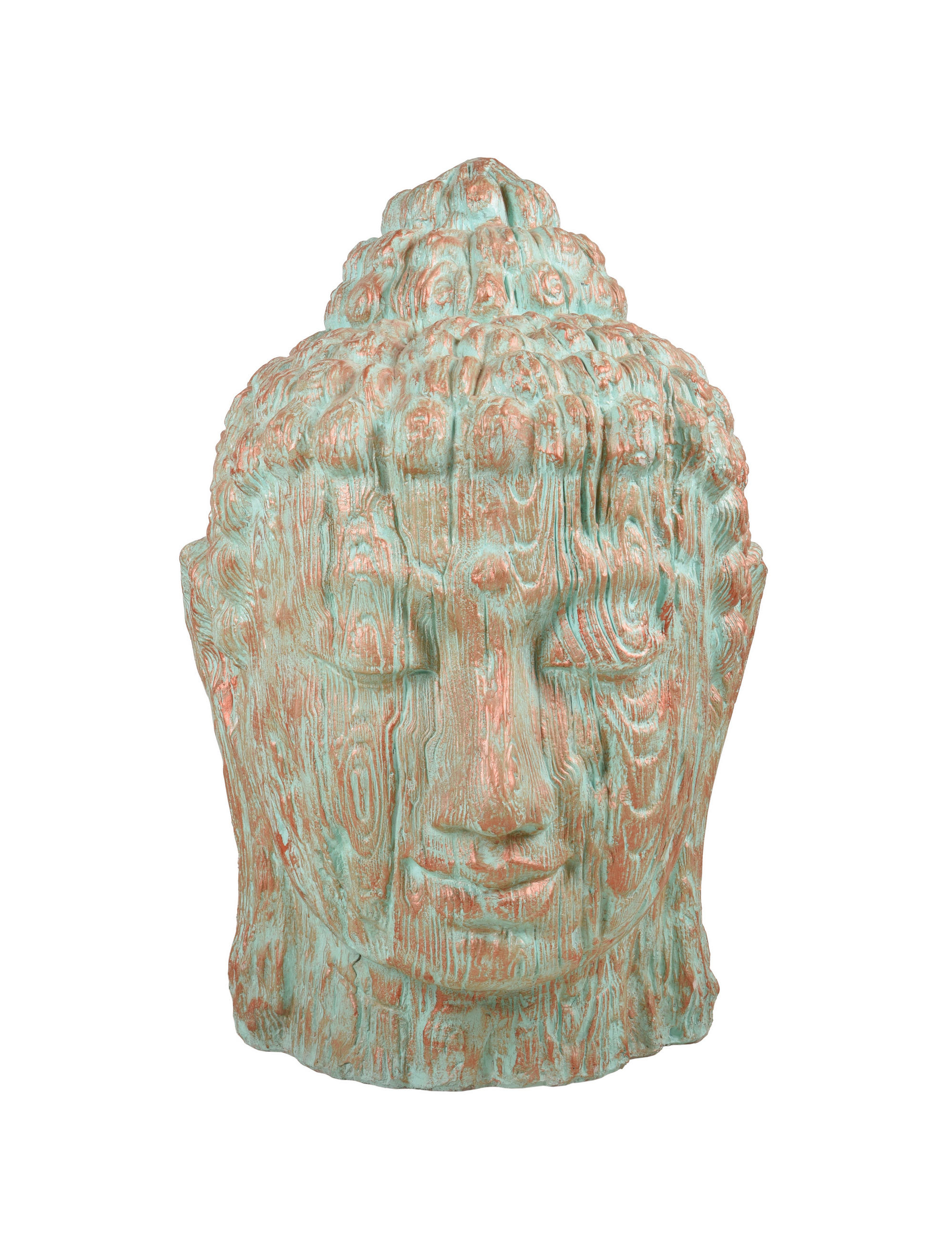 BUDDHAKOPF Celo Kupfer-Grün 110x76x76cm - Kupferfarben, Kunststoff (76/110/76cm) - DELUKE