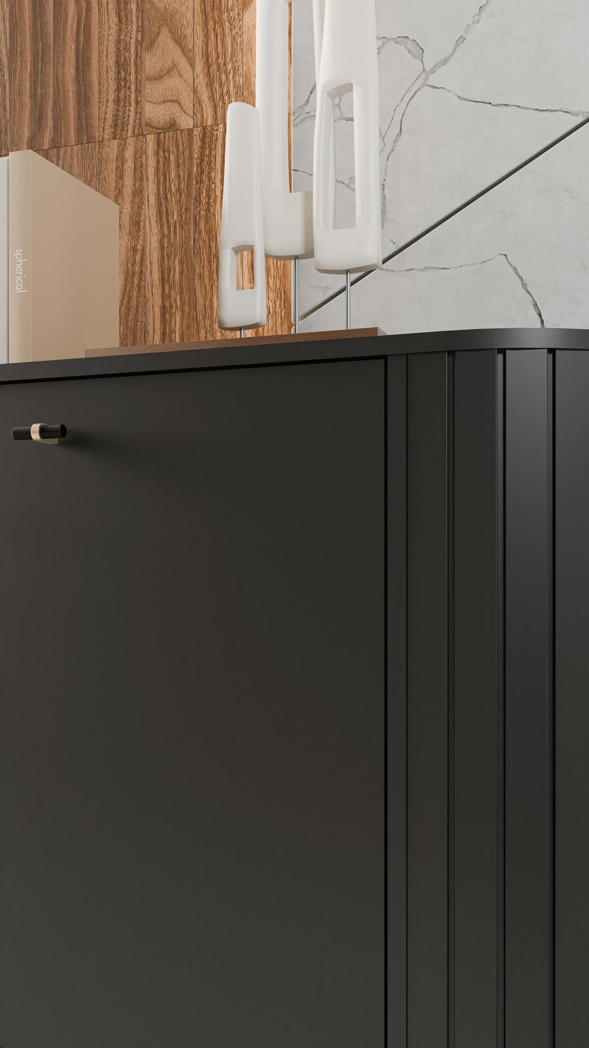 TV-SCHRANK Zante Schwarz mit Schublade - Schwarz, Holzwerkstoff (180/49/40cm) - Bettso