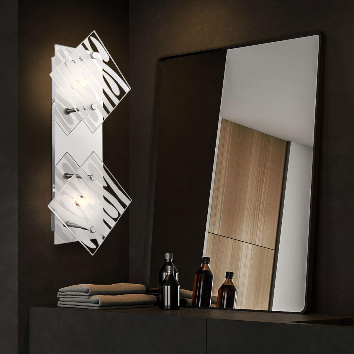 LED WANDLEUCHTE Carat Chrom Silber - Silberfarben, Metall (17/37/37cm) - Globo Lighting