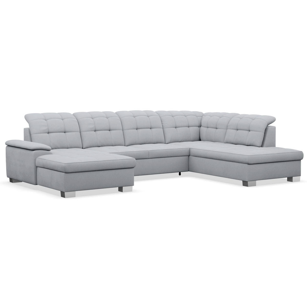 WOHNLANDSCHAFT Jamaal Hellgrau linksseitig - Hellgrau/Schwarz, Textil (330/106/212cm) - Selsey