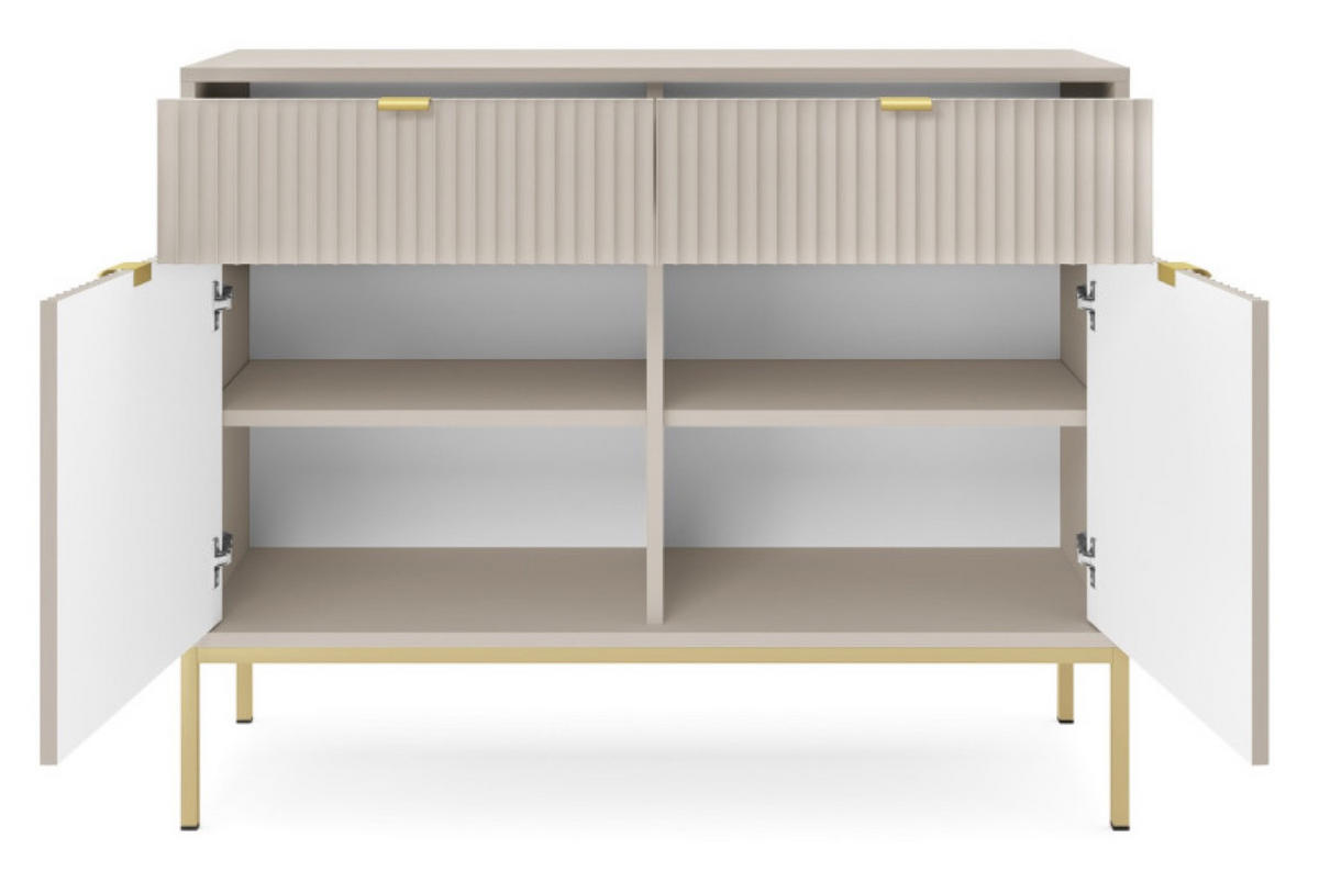 KOMMODE Kaschmir KSZ104 Goldfarbene Griffe - Ecru, Holzwerkstoff (104/83/39cm) - Sepro Meble