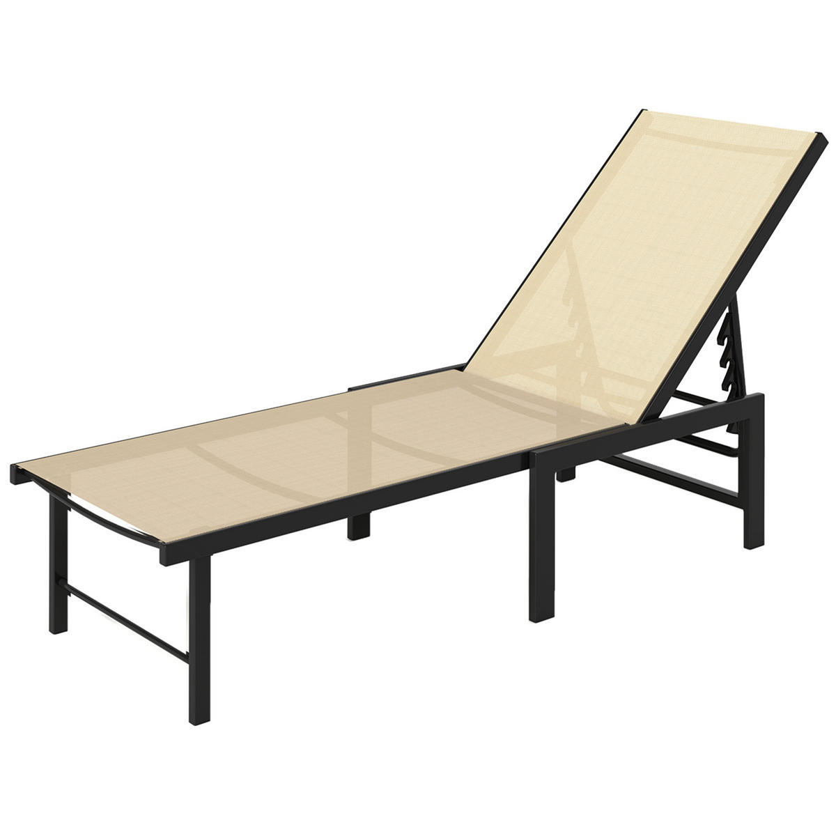 GARTENLIEGESTUHL, vierfach verstellbares Stahlgestell, klappbar, khakifarben - Cappuccino, Metall (60/84/166cm) - Vallsero
