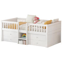 HALBHOHES Bett 90/200 cm mit 4 Schubladen, Sicherheitsgeländer und Leiter aus Kiefer , Weiß - Weiß, Holzwerkstoff (90/200cm) - Redom