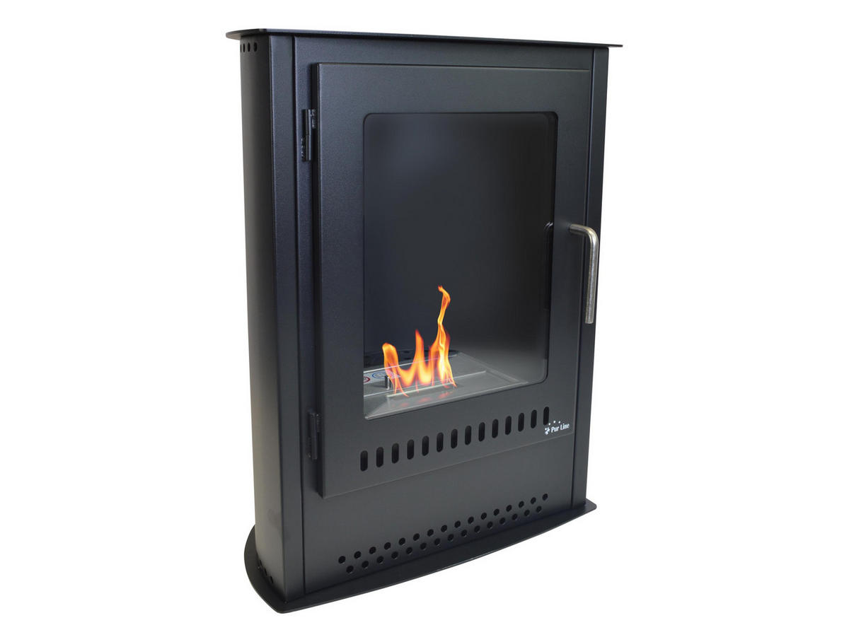 BIOETHANOL-OFEN Schwarz inklusive 1.5 L-Tank und 2 kW Leistung - Schwarz, Metall (48/61/30cm) - Purline