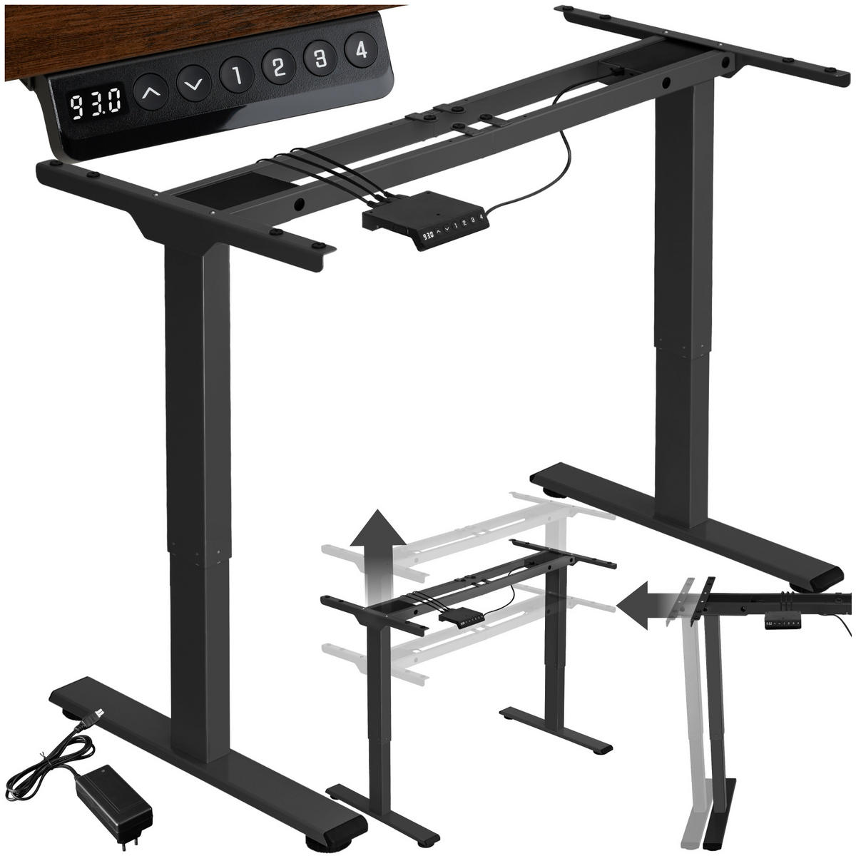 TISCHGESTELL Melville,110 - 168 x 60 x 70 - 119 cm,schwarz - Schwarz, Textil (60/168/119cm) - tectake