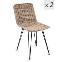 STUHL 2er-Set Rattan Braun - Braun, Holz (40/82/47cm) - Nordlys