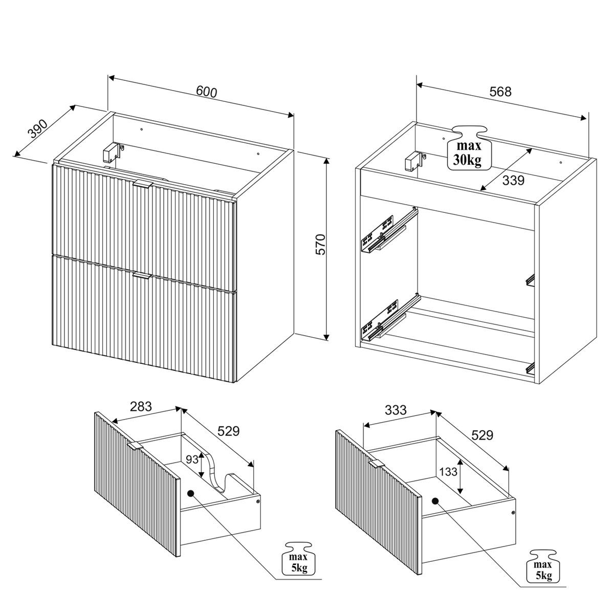 WASCHTISCHUNTERSCHRANK 140.4cm Jade Grün und Holz - Grün, Holzwerkstoff (140.4/59/40cm) - Petits-meubles