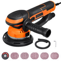SCHLEIFMASCHINEN UND ZUBEHÖR 11-tlg 150mm Exzenterschleifer 850W 6-Stufen mit Staubabsaugung - Orange, Metall (20/30/10cm) - Raelunyi