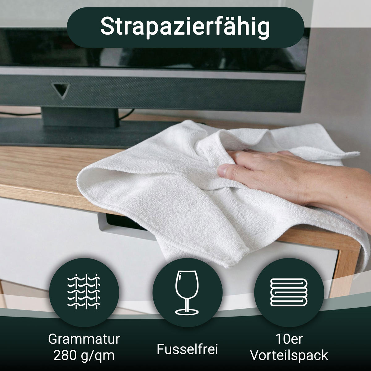 REINIGUNGSTÜCHER, 10er-Set, 40x40 cm, 80% Polyester, 20% Polyamid, Weiß - Weiß, Textil (40/40cm) - Zollner