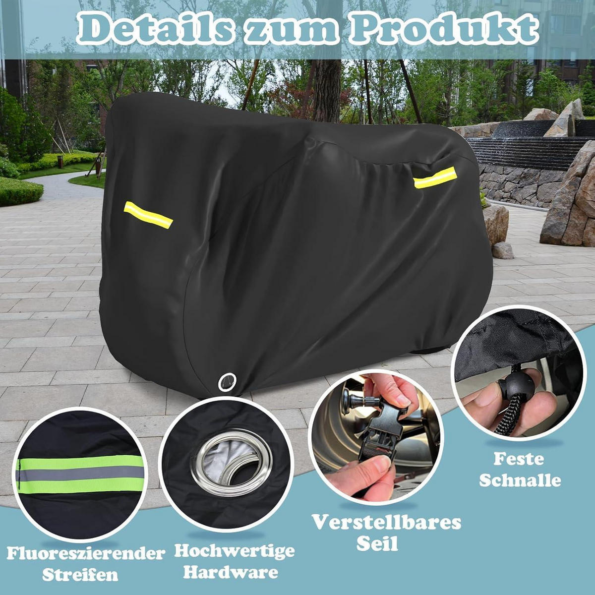 FAHRRADABDECKUNG Wasserdicht 210 x 112 x 112 cm - Schwarz, Textil (112/112/210cm)