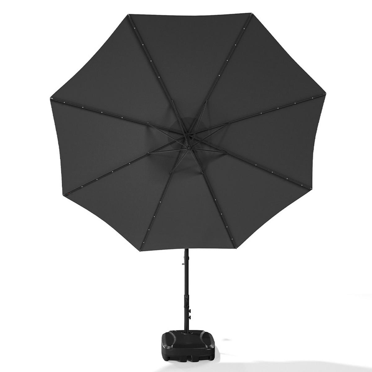 AMPELSCHIRM mit befüllbarer Kunststoff-Sockel mit dem Rollen aus Polyester Metall in Grau drehbar 360° neigbar 60° 3 x 2.6m - Grau, Metall (300/240cm) - Livingandhome