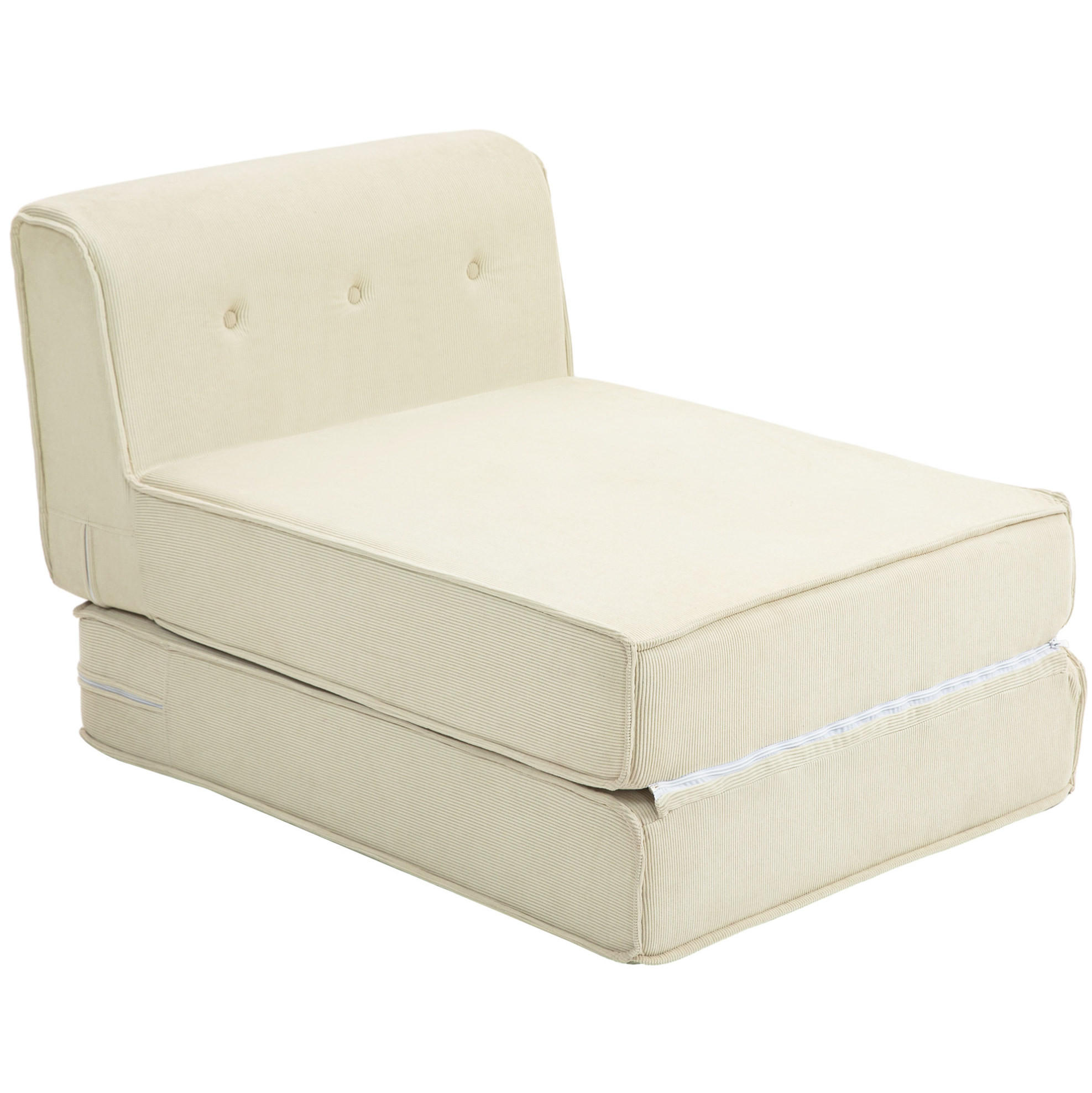SCHLAFSESSEL Polyester Cordoptik mit Schlaffunktion 73/100/60 cm / 73/195/18 cm Creme - Creme, Textil (73/60/100cm) - Redom