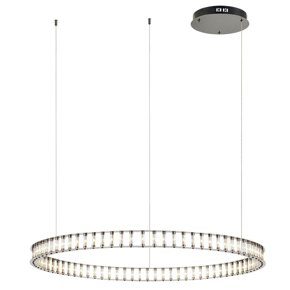 LED-HÄNGELAMPE Atom Ring Schwarzchrom Ø 80cm - Schwarz, Metall (80/80/5cm) - s.luce