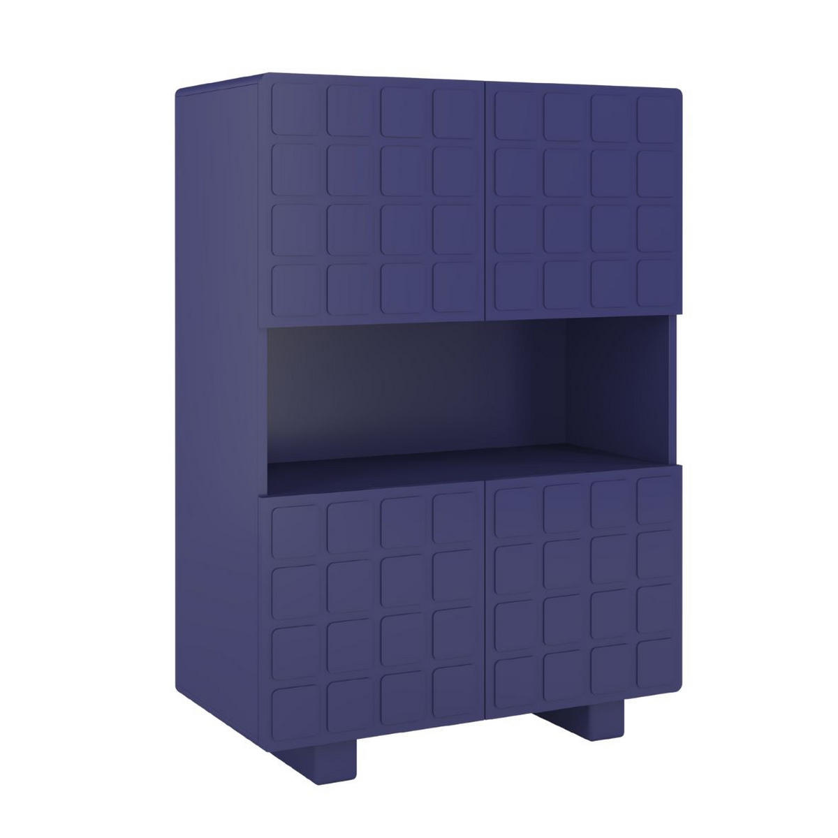 HIGHBOARD Cubo Long, Geometrische 3D Fronten, 85 x 120 cm, Marineblau - Dunkelblau, Holz/Holzwerkstoff (84.3/120/41.8cm) - Skandica