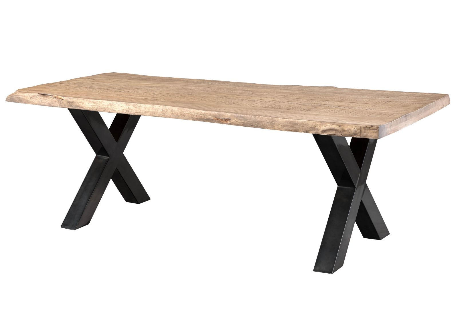 BAUMTISCH Mango 240x100x77 beige lackiert / X-Beine anthrazit glänzend FREEFORM 5 - Beige, Holz (240/100/77cm) - Massivmoebel24