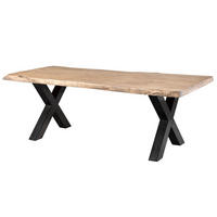 BAUMTISCH Mango 240x100x77 beige lackiert / X-Beine anthrazit glänzend FREEFORM 5 - Beige, Holz (240/100/77cm) - Massivmoebel24