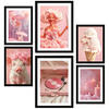 POSTER Set Mit 6 Ikonisches Pink, Kräftige Und Jugendliche Designillustration Ihres Zuhauses A3 & A4 Schwarzer Rahmen - Schwarz, Papier (29/3cm) - Nacnic