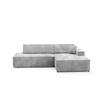 ECKSOFA TESSO L-S Grau Kordstoff mit Schlaffunktion - Grau, Holz (247/170cm) - MASSENO