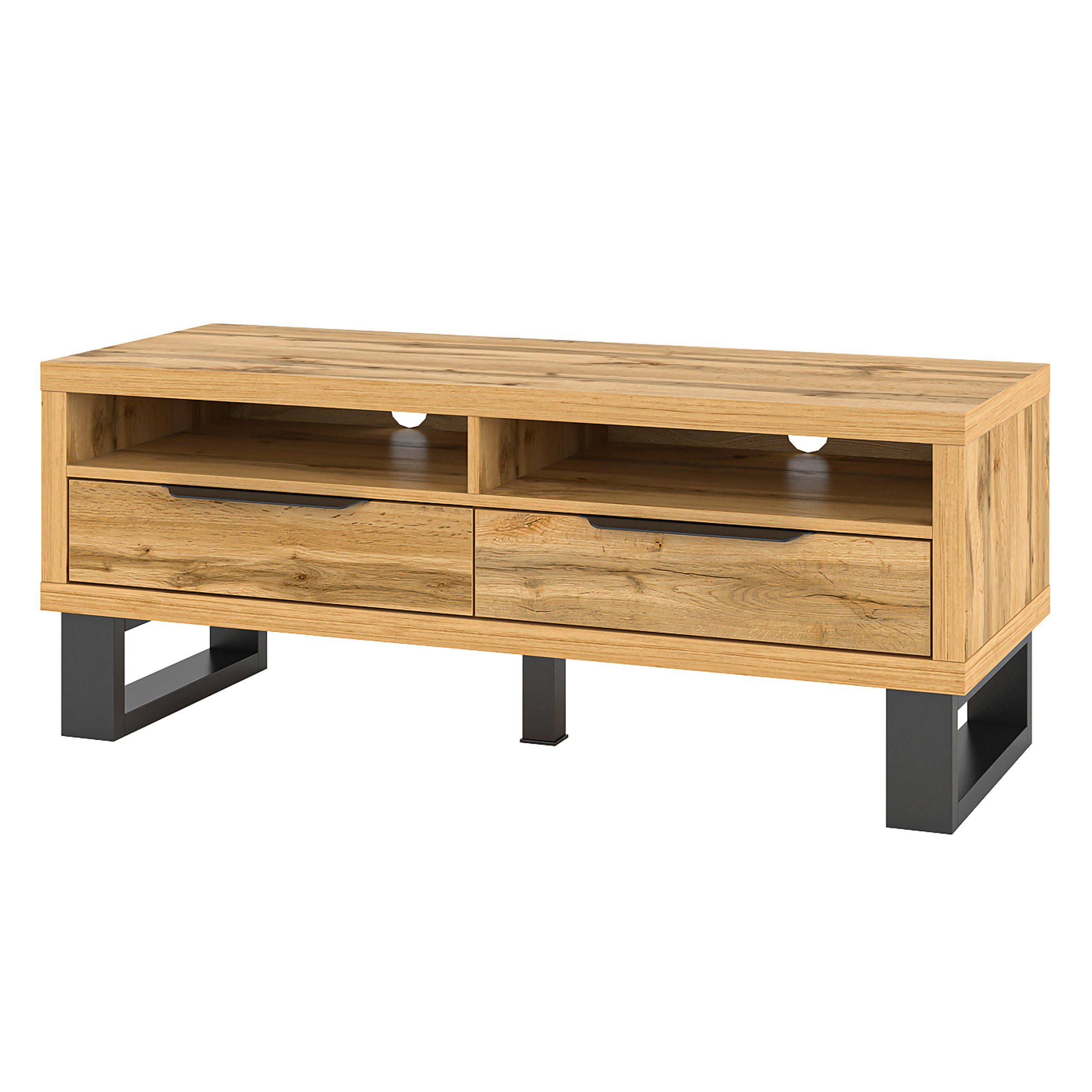 LOWBOARD HALENZA 124x50x50 cm mit 2 Schubladen Eiche Wotan - Eiche Wotan, Holzwerkstoff (124/50/50cm) - MASSENO