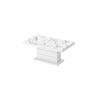COUCHTISCH rechteckig Marmor Natur Weiß Hochglanz auziehbar höhenverstellbar 120/70/50 cm - Weiß Hochglanz/Weiß, Holzwerkstoff (70/120/50cm)