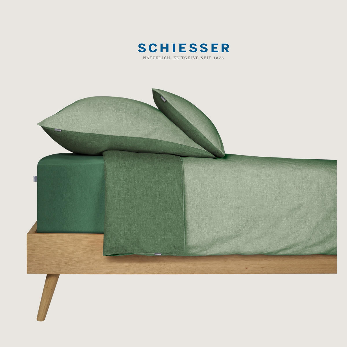 BETTWÄSCHESET Doubleface - Feinbiber - 2-teilig - 155 x 220 cm - Grün - Grün, Textil (155/220cm) - SCHIESSER
