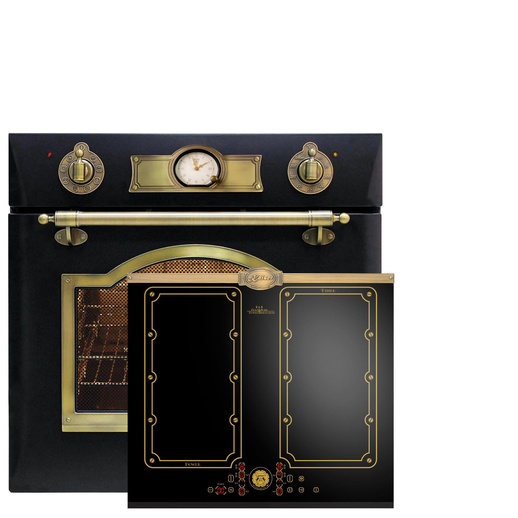 BACKOFEN-SET Elektro Einbaubackofen, 60 cm EH 6355 Em+ KCT 6192 Fi Em Induktionskochfeld 60 cm - Schwarz, Metall (59.4/59.4/57.5cm) - Kaiser Küchengeräte