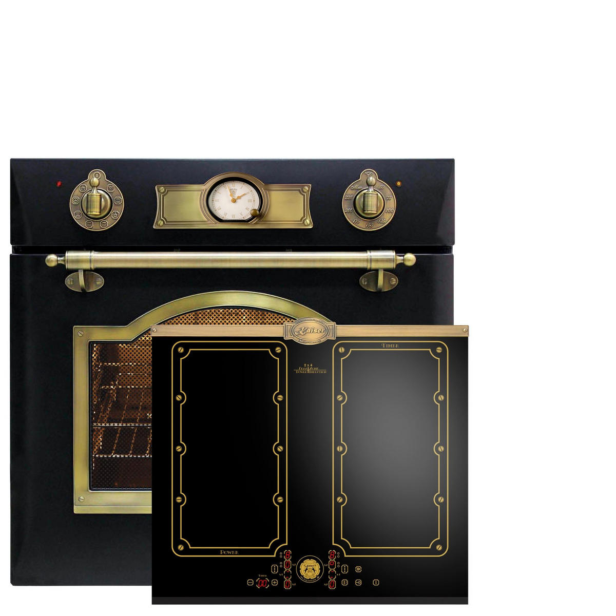 BACKOFEN-SET Elektro Einbaubackofen, 60 cm EH 6355 Em+ KCT 6192 Fi Em Induktionskochfeld 60 cm - Schwarz, Metall (59.4/59.4/57.5cm) - Kaiser Küchengeräte