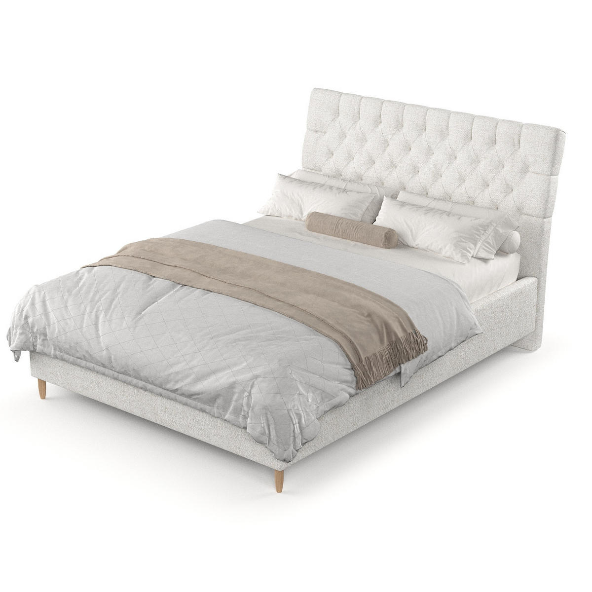 POLSTERBETT Lira 180/200 cm Creme im Neve Stoff - Creme/Naturfarben, Holz/Holzwerkstoff (180/200cm) - AltaBeds