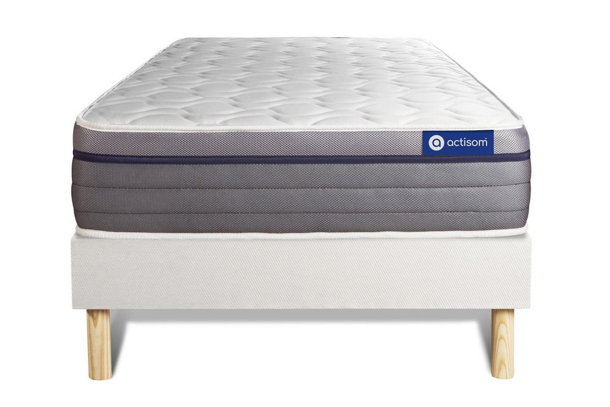 BETT Actimemo zen Memory-Schaum 90 x 200 cm h1 - Kit Bettgestell Weiß - Beige/Weiß, Holz (90/200cm) - ACTISOM