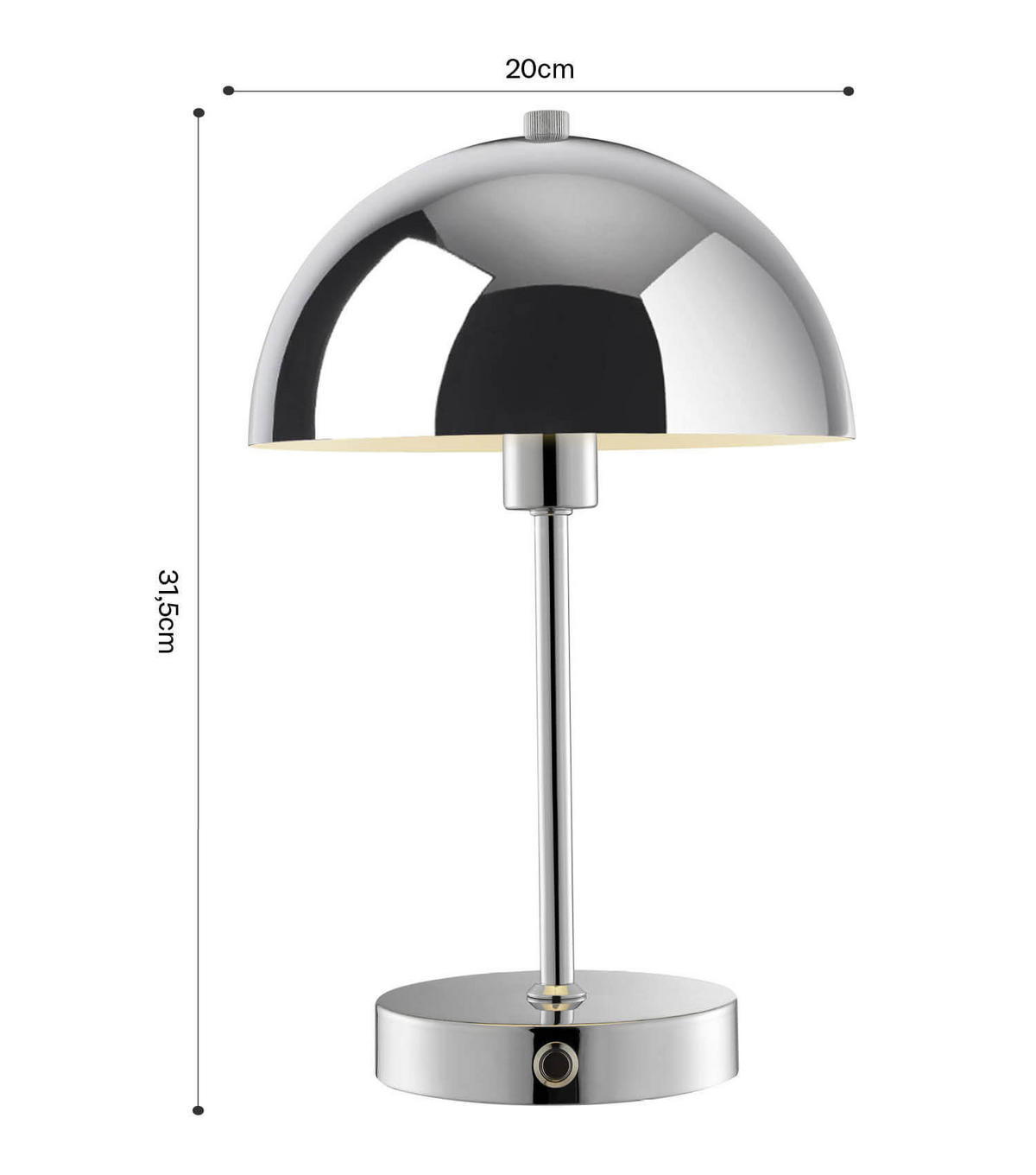 TISCHLAMPE KABELLOS Der Leuchtturm - Silberfarben, Metall (20/20/31.5cm) - Mokebo