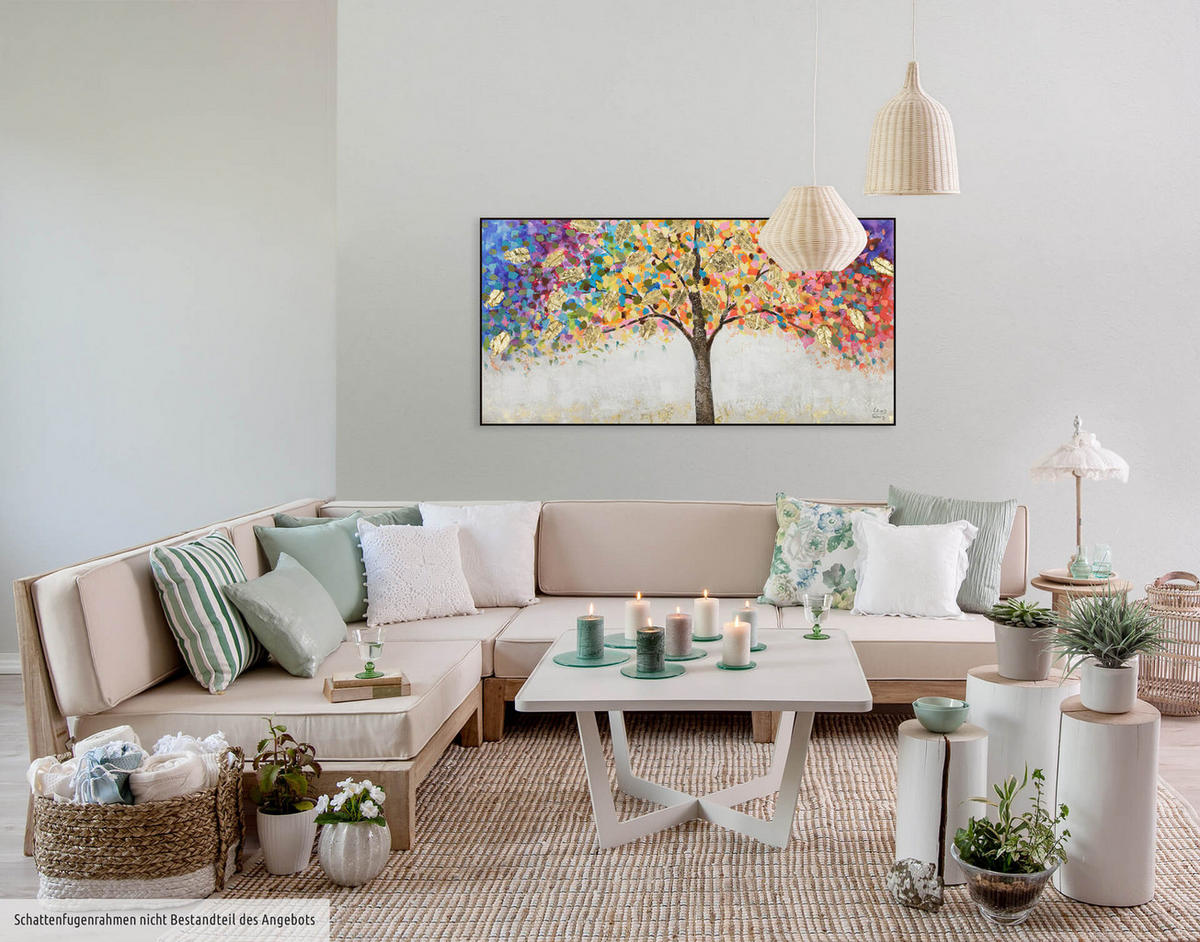 ÖLGEMÄLDE 120/60 cm - Blau/Gelb, Holz/Textil (120/60cm) - KUNSTLOFT